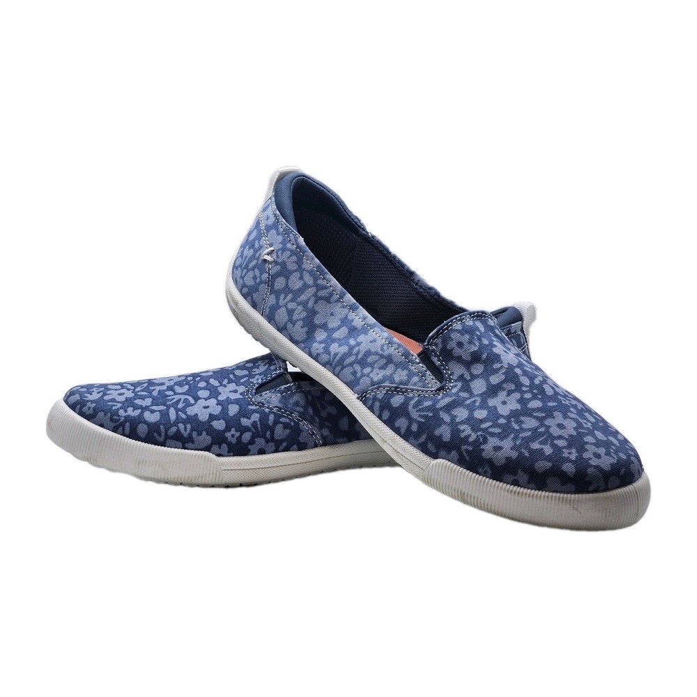 Dr. Scholl's Womens Slip On Comfort Shoes Blue Floral Sneakers Size 10M Casual